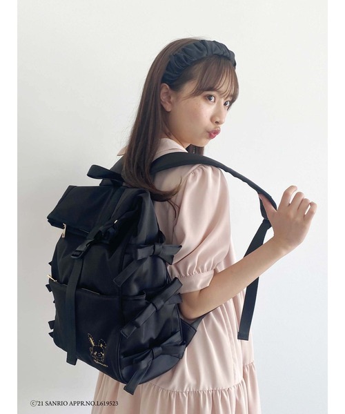 Honey Salon(ハニーサロン)の「【予備生産分】ウィッシュミーメル×HS サイドレースアップリュック(バックパック/リュック・レディース・ブラック/ピンク・FREE)」の4枚目の写真