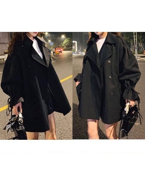 FREE STYLISTS（フリー スタイリスト）の「オーバーサイズ　ミドル丈トレンチジャケットコート（トレンチコート・レディース・ブラック/ベージュ・M/L/S）」の8枚目の写真