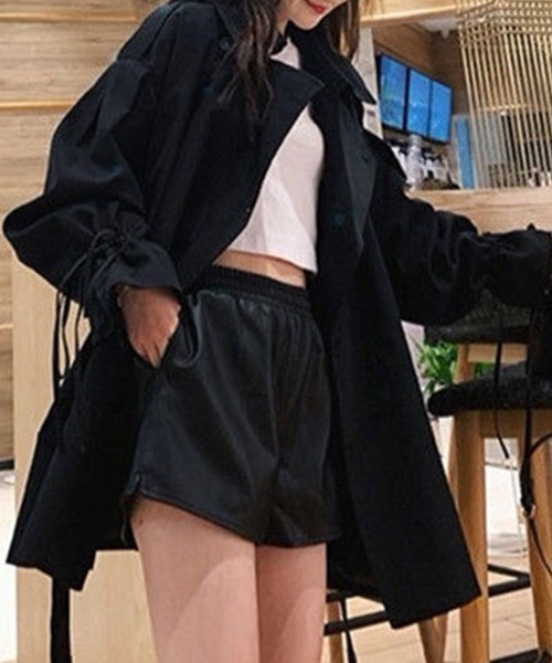 FREE STYLISTS（フリー スタイリスト）の「オーバーサイズ　ミドル丈トレンチジャケットコート（トレンチコート・レディース・ブラック/ベージュ・M/L/S）」の6枚目の写真