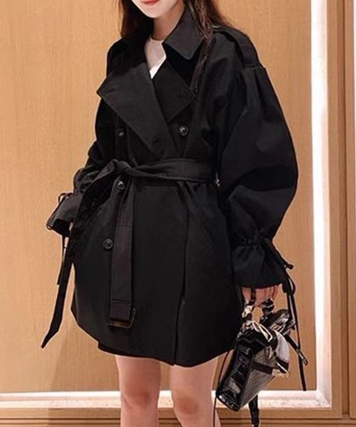 FREE STYLISTS（フリー スタイリスト）の「オーバーサイズ　ミドル丈トレンチジャケットコート（トレンチコート・レディース・ブラック/ベージュ・M/L/S）」の16枚目の写真