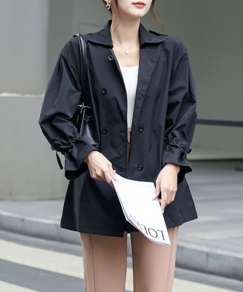 FREE STYLISTS（フリー スタイリスト）の「オーバーサイズ　ミドル丈トレンチジャケットコート（トレンチコート・レディース・ブラック/ベージュ・M/L/S）」の20枚目の写真