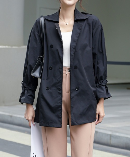 FREE STYLISTS（フリー スタイリスト）の「オーバーサイズ　ミドル丈トレンチジャケットコート（トレンチコート・レディース・ブラック/ベージュ・M/L/S）」の21枚目の写真