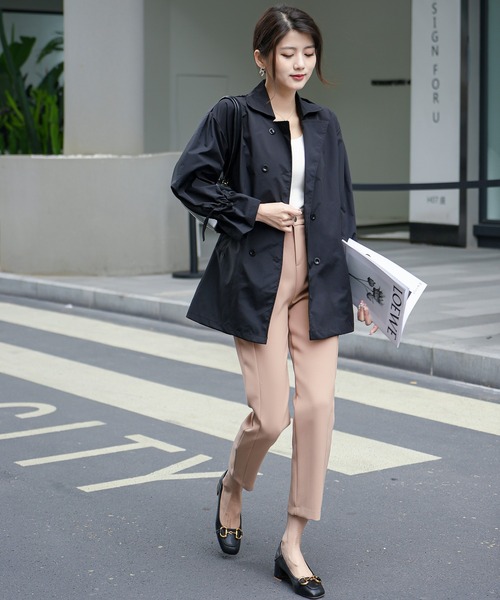 FREE STYLISTS（フリー スタイリスト）の「オーバーサイズ　ミドル丈トレンチジャケットコート（トレンチコート・レディース・ブラック/ベージュ・M/L/S）」の19枚目の写真