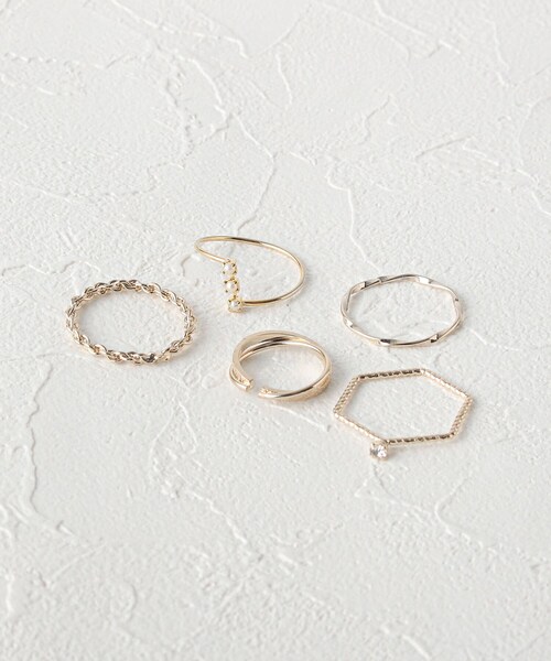 grove（グローブ）の「◆ミニパールアソートセットリング（リング・レディース・ゴールド/ピンクゴールド/ゴールド系・00）」の2枚目の写真