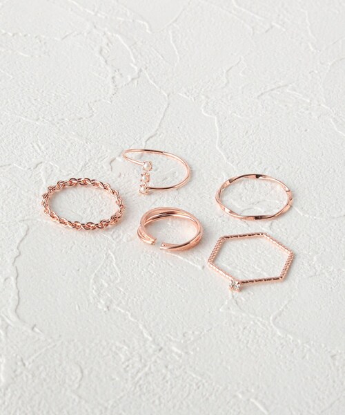 grove（グローブ）の「◆ミニパールアソートセットリング（リング・レディース・ゴールド/ピンクゴールド/ゴールド系・00）」の4枚目の写真