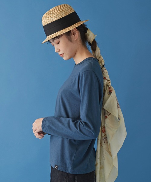 Malle（マル）の「malle 16/-天竺長袖Tシャツ（Tシャツ/カットソー・レディース・ネイビー/オフホワイト/サックスブルー・FREE）」の8枚目の写真