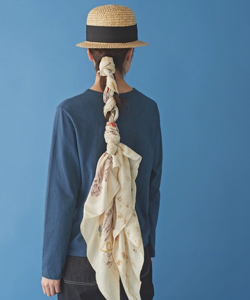 Malle（マル）の「malle 16/-天竺長袖Tシャツ（Tシャツ/カットソー・レディース・ネイビー/オフホワイト/サックスブルー・FREE）」の9枚目の写真