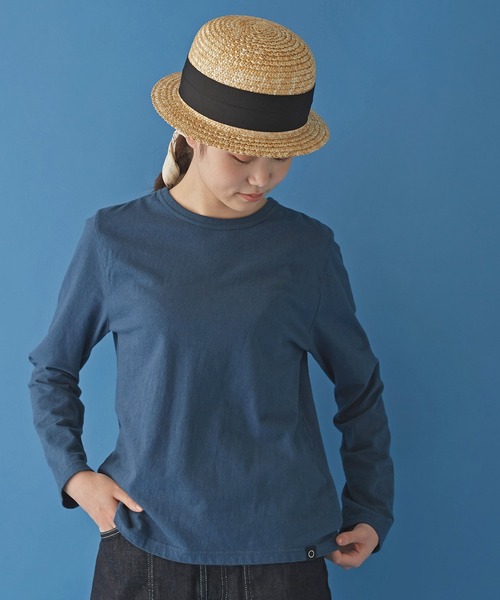 Malle（マル）の「malle 16/-天竺長袖Tシャツ（Tシャツ/カットソー・レディース・ネイビー/オフホワイト/サックスブルー・FREE）」の5枚目の写真