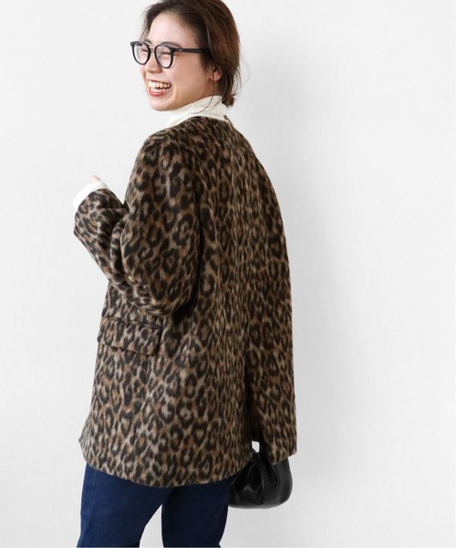 JOURNAL STANDARD relume（ジャーナルスタンダード　レリューム）の「【Bellandi】 レオパードクルーネックジャケット◆（ノーカラージャケット・レディース・ブラウン・FREE）」の10枚目の写真