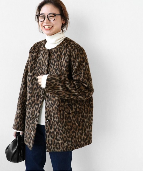 JOURNAL STANDARD relume（ジャーナルスタンダード　レリューム）の「【Bellandi】 レオパードクルーネックジャケット◆（ノーカラージャケット・レディース・ブラウン・FREE）」の9枚目の写真