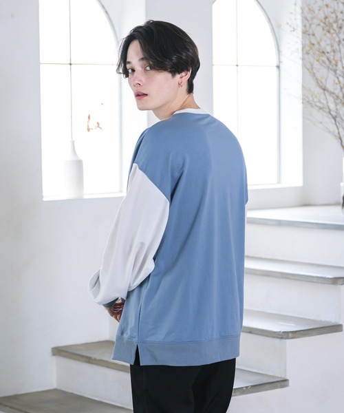 EDEL（エーデル）の「EDEL - バイカラースウェット（スウェット・メンズ・サックスブルー/ブラウン・MEDIUM/LARGE）」の4枚目の写真