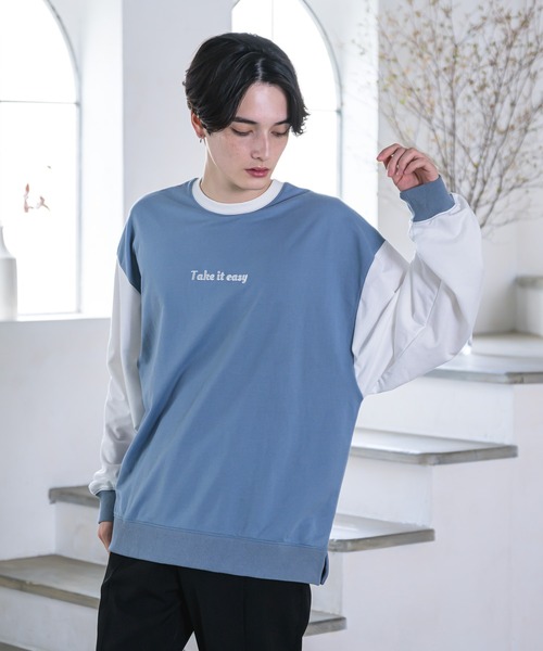 EDEL（エーデル）の「EDEL - バイカラースウェット（スウェット・メンズ・サックスブルー/ブラウン・MEDIUM/LARGE）」の5枚目の写真