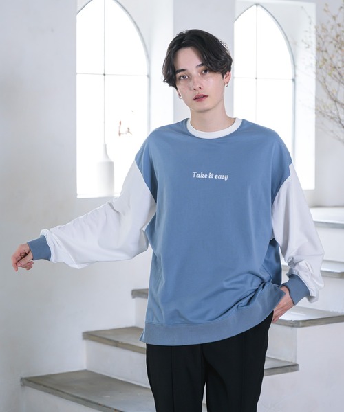 EDEL（エーデル）の「EDEL - バイカラースウェット（スウェット・メンズ・サックスブルー/ブラウン・MEDIUM/LARGE）」の7枚目の写真