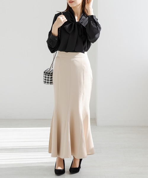 DAY CLOSET(デイ クローゼット)の「【ドラマ衣装提供】レディース アシメヘムボウタイブラウス(シャツ/ブラウス・レディース・ブラック/パープル/ホワイト/ミント/ベージュ・ONE SIZE)」の9枚目の写真