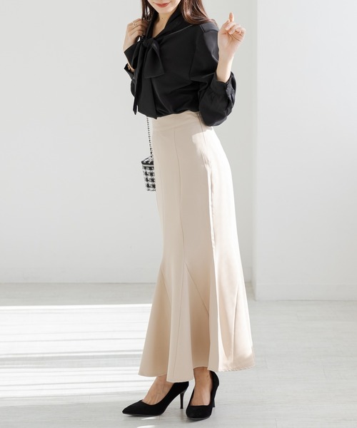 DAY CLOSET(デイ クローゼット)の「【ドラマ衣装提供】レディース アシメヘムボウタイブラウス(シャツ/ブラウス・レディース・ブラック/パープル/ホワイト/ミント/ベージュ・ONE SIZE)」の10枚目の写真