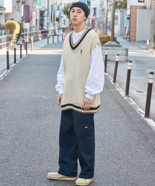 U.S. POLO ASSN.（ユーエスポロアッスン）の「U.S. POLO ASSN. /ユーエスポロアッスン 別注 ワンポイント刺繍ロゴ ルーズチルデンニットベスト（ベスト・メンズ・ブラック/グレー/アイボリー/ネイビー/グリーン/ベージュ/オリーブ・M/L）」の14枚目の写真