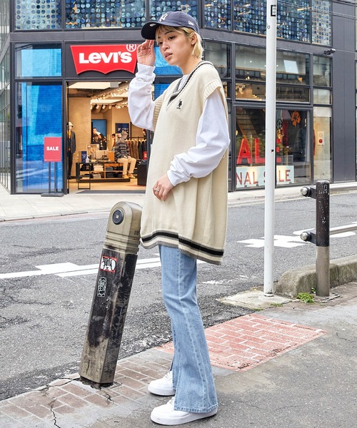 U.S. POLO ASSN.（ユーエスポロアッスン）の「U.S. POLO ASSN. /ユーエスポロアッスン 別注 ワンポイント刺繍ロゴ ルーズチルデンニットベスト（ベスト・メンズ・ブラック/グレー/アイボリー/ネイビー/グリーン/ベージュ/オリーブ・M/L）」の20枚目の写真