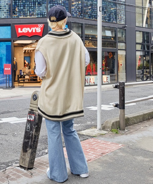 U.S. POLO ASSN.（ユーエスポロアッスン）の「U.S. POLO ASSN. /ユーエスポロアッスン 別注 ワンポイント刺繍ロゴ ルーズチルデンニットベスト（ベスト・メンズ・ブラック/グレー/アイボリー/ネイビー/グリーン/ベージュ/オリーブ・M/L）」の21枚目の写真