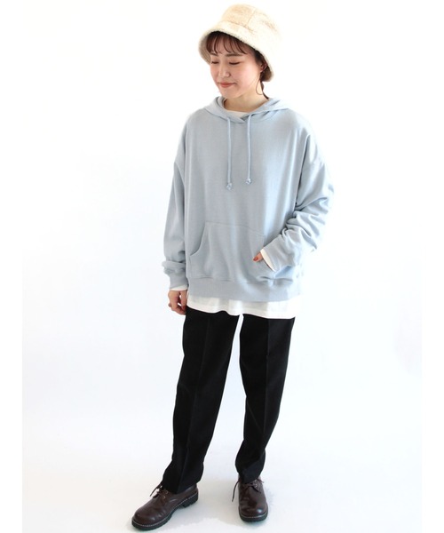 ehka sopo（エヘカソポ）の「ビッグシルエットパーカー（パーカー・レディース・ブラック/ベージュ/グレー/サックスブルー・ﾌﾘ-）」の7枚目の写真