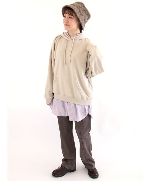 ehka sopo（エヘカソポ）の「ビッグシルエットパーカー（パーカー・レディース・ブラック/ベージュ/グレー/サックスブルー・ﾌﾘ-）」の8枚目の写真