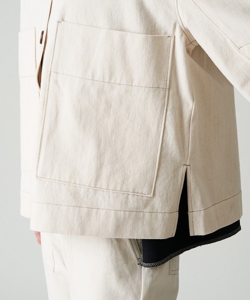 A de a.v.v(アードアー・ヴェ・ヴェ)の「デニムライクカラー袖&後ろ開きジャケット(デニムジャケット・レディース・グリーン/アイボリー/ピンク・36/38)」の20枚目の写真