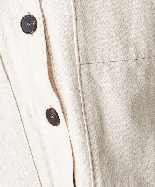 A de a.v.v(アードアー・ヴェ・ヴェ)の「デニムライクカラー袖&後ろ開きジャケット(デニムジャケット・レディース・グリーン/アイボリー/ピンク・36/38)」の21枚目の写真