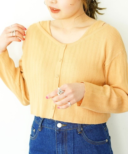 archives(アルシーヴ)の「【入荷禁止】前後2WAYレイヤードニットセット(ニット/セーター・レディース・オレンジ/ネイビー/イエロー/ホワイト/ブラック・MEDIUM)」の1枚目の写真