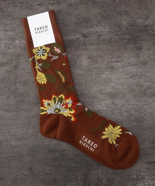TAKEO KIKUCHI（タケオキクチ）の「◆フローラル ソックス（ソックス/靴下・メンズ・ブラウン系1/オリーブ系/ネイビー系・00）」の2枚目の写真