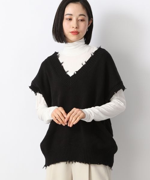 LOWRYS FARM(ローリーズファーム)の「クラッシュベスト 270836(ベスト・レディース・ブラック/オレンジ/アイボリー・FREE)」の4枚目の写真