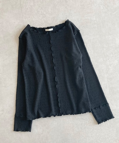 ehka sopo（エヘカソポ）の「しぼしぼメローカットソー（Tシャツ/カットソー・レディース・オフホワイト/グリーン/チャコール・ﾌﾘ-）」の3枚目の写真