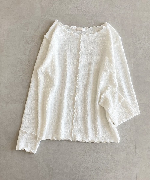 ehka sopo（エヘカソポ）の「しぼしぼメローカットソー（Tシャツ/カットソー・レディース・オフホワイト/グリーン/チャコール・ﾌﾘ-）」の9枚目の写真