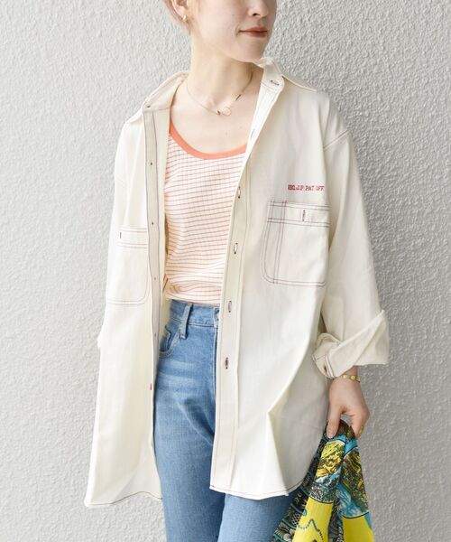 PAYDAY(ペイデイ)の「PAYDAY:〈ウォッシャブル〉カラー ステッチ シャツ(シャツ/ブラウス・レディース・レッド/イエロー・ONE SIZE)」の1枚目の写真