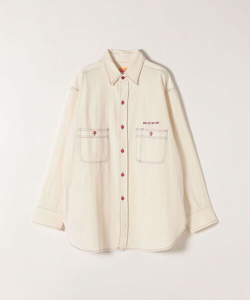 PAYDAY(ペイデイ)の「PAYDAY:〈ウォッシャブル〉カラー ステッチ シャツ(シャツ/ブラウス・レディース・レッド/イエロー・ONE SIZE)」の4枚目の写真