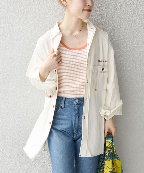 PAYDAY(ペイデイ)の「PAYDAY:〈ウォッシャブル〉カラー ステッチ シャツ(シャツ/ブラウス・レディース・レッド/イエロー・ONE SIZE)」の13枚目の写真