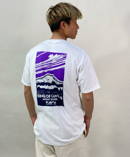 KAVU（カブー）の「KAVU/カブー ルーズシルエット バックプリント レイニアTシャツ 19821626（Tシャツ/カットソー・メンズ・ホワイト×ブルー/ホワイト系その他3/ホワイト×パープル・M/XL/L）」の2枚目の写真