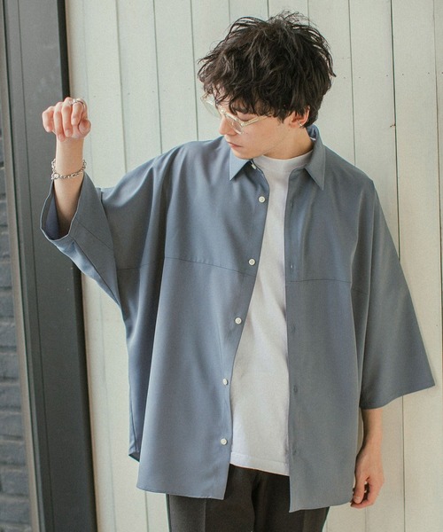 RAGEBLUE（レイジブルー）の「ラグイージー/ドルマンスリーブビッグシャツ（シャツ/ブラウス・メンズ・ライトブルー/ブラック/パープル/ブラウン/オフホワイト/グリーン/その他8/ブルー・SMALL/MEDIUM/LARGE）」の6枚目の写真