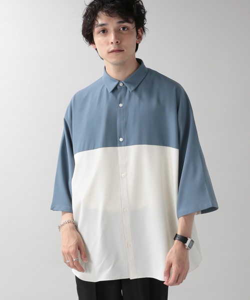 RAGEBLUE（レイジブルー）の「ラグイージー/ドルマンスリーブビッグシャツ（シャツ/ブラウス・メンズ・ライトブルー/ブラック/パープル/ブラウン/オフホワイト/グリーン/その他8/ブルー・SMALL/MEDIUM/LARGE）」の10枚目の写真