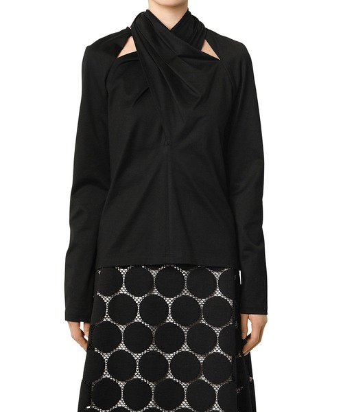 LE CIEL BLEU（ルシェルブルー）の「タイネックトップ / Tie Neck Top（Tシャツ/カットソー・レディース・ブラック/オレンジ・36）」の3枚目の写真