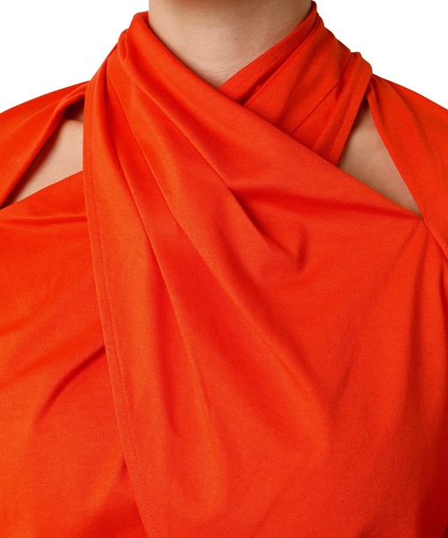 LE CIEL BLEU（ルシェルブルー）の「タイネックトップ / Tie Neck Top（Tシャツ/カットソー・レディース・ブラック/オレンジ・36）」の9枚目の写真