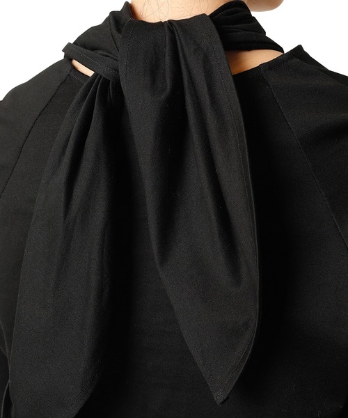 LE CIEL BLEU（ルシェルブルー）の「タイネックトップ / Tie Neck Top（Tシャツ/カットソー・レディース・ブラック/オレンジ・36）」の8枚目の写真