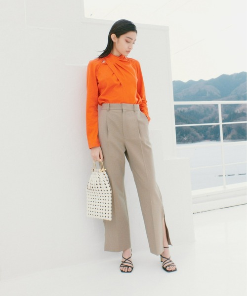 LE CIEL BLEU（ルシェルブルー）の「タイネックトップ / Tie Neck Top（Tシャツ/カットソー・レディース・ブラック/オレンジ・36）」の18枚目の写真