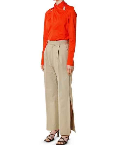 LE CIEL BLEU（ルシェルブルー）の「タイネックトップ / Tie Neck Top（Tシャツ/カットソー・レディース・ブラック/オレンジ・36）」の13枚目の写真