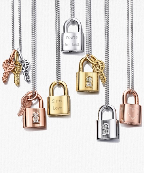 ローズ パドロック＆キー ダングル チャーム（チャーム）｜Pandora