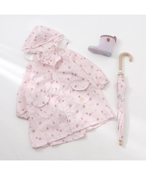 apres les cours（アプレレクール）の「GIRL'Sランドコート(いちご柄・花柄)（レインコート/ポンチョ・キッズ・ラベンダー/ピンク・100/120/130/110）」の3枚目の写真