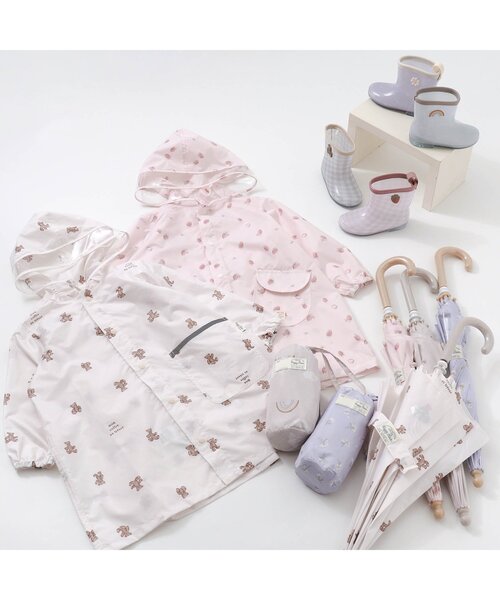 apres les cours（アプレレクール）の「GIRL'Sランドコート(いちご柄・花柄)（レインコート/ポンチョ・キッズ・ラベンダー/ピンク・100/120/130/110）」の5枚目の写真