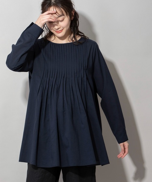 Munich(ミューニック)の「60sテンセルコットンローンタックブラウス(シャツ/ブラウス・レディース・ネイビー/カーキ/ライトベージュ・FREE)」の7枚目の写真