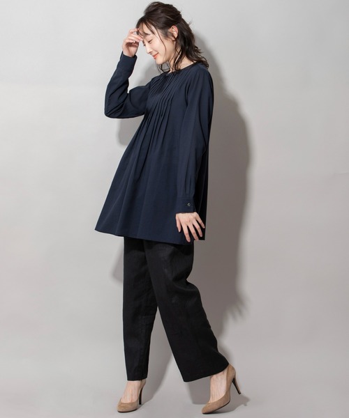 Munich(ミューニック)の「60sテンセルコットンローンタックブラウス(シャツ/ブラウス・レディース・ネイビー/カーキ/ライトベージュ・FREE)」の5枚目の写真