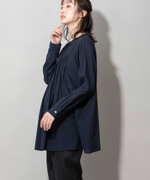 Munich(ミューニック)の「60sテンセルコットンローンタックブラウス(シャツ/ブラウス・レディース・ネイビー/カーキ/ライトベージュ・FREE)」の8枚目の写真