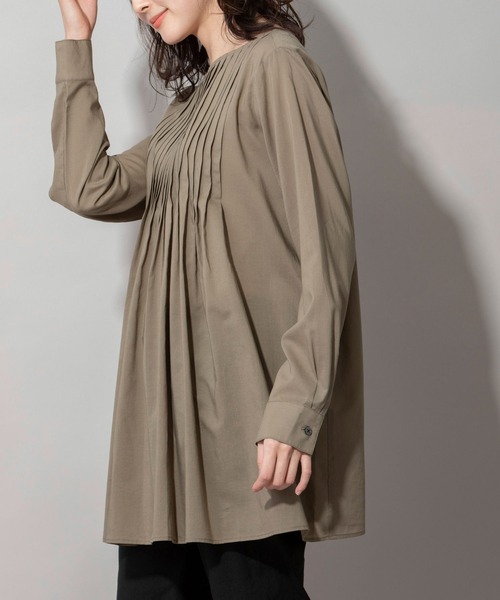 Munich(ミューニック)の「60sテンセルコットンローンタックブラウス(シャツ/ブラウス・レディース・ネイビー/カーキ/ライトベージュ・FREE)」の18枚目の写真