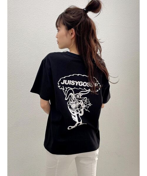 GYDA（ジェイダ）の「【WEB限定】PAPARAZZI BUNNY ロゴTシャツ（Tシャツ/カットソー・レディース・ブラック/オフホワイト/ピンク/オレンジ・FREE）」の3枚目の写真